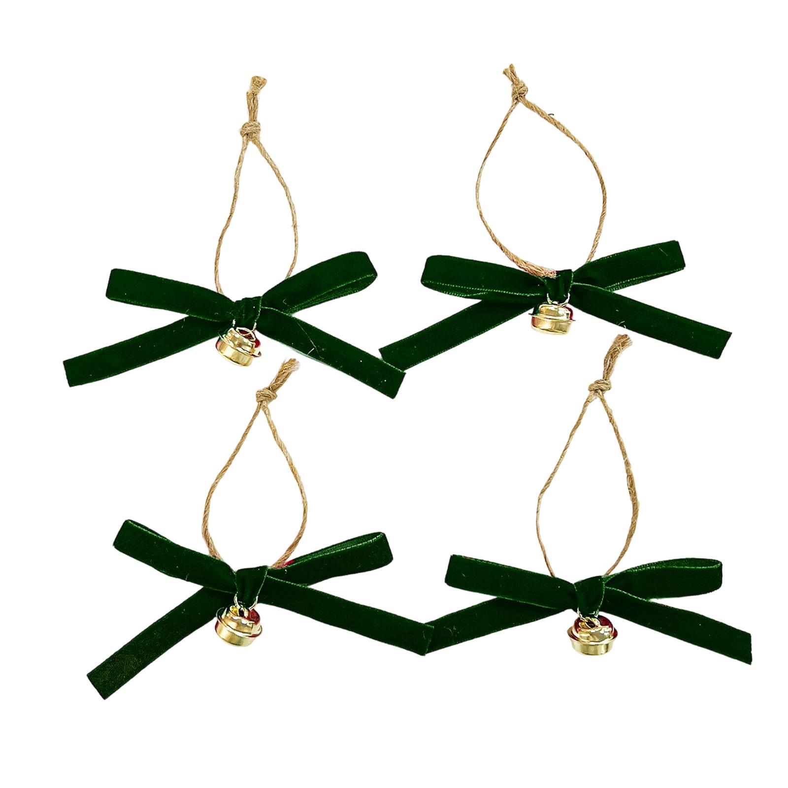 

Velvet Ribbon Bow With Bells Christmas Tree Ornament, Atmospheric Decoration, Bow Pendant One Size