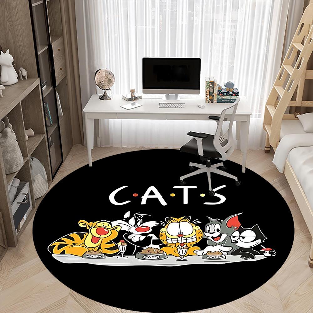 1pc Cartoon Cats Friends Office Round Area Rug, Under Office Chairs Bedroom Living Room Home Decor A1022254