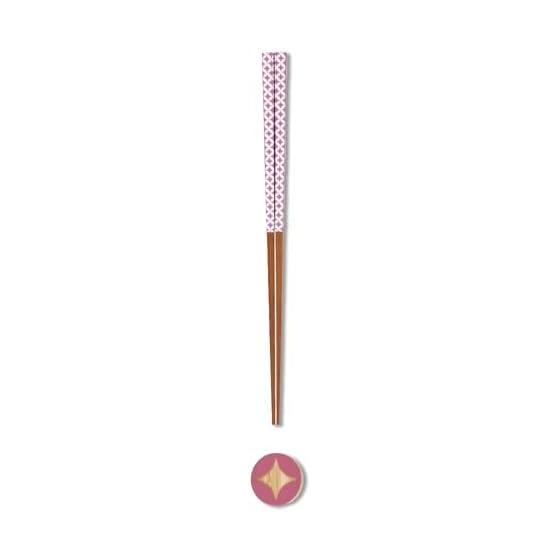 Noren Bamboo Chopsticks (Square Bamboo Chopsticks 23cm with Chopstick Rest / Karusa - Pink) Chopsticks Bamboo Chopsticks Square Chopsticks / Made in