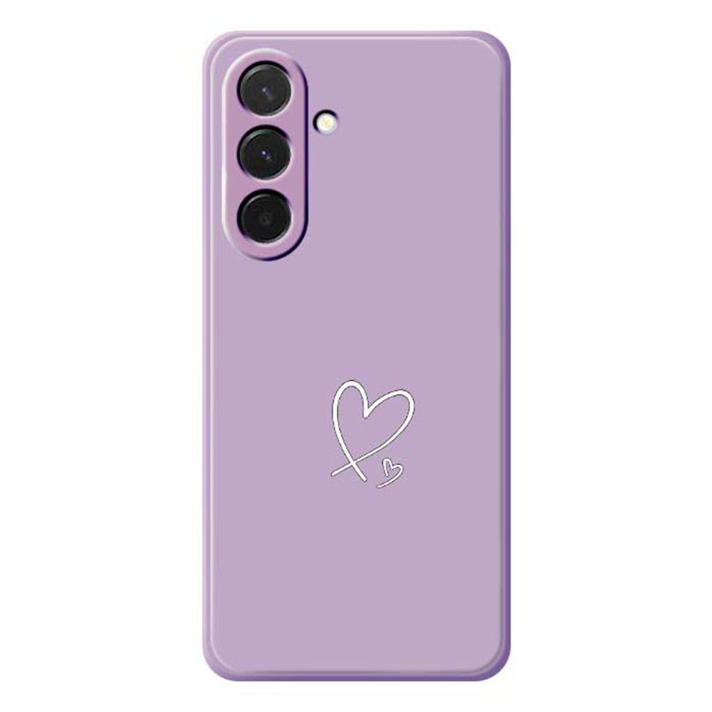

For Samsung Galaxy A36 5G Case White Love Pattern Printing Straight Edge TPU Phone Back Cover Purple
