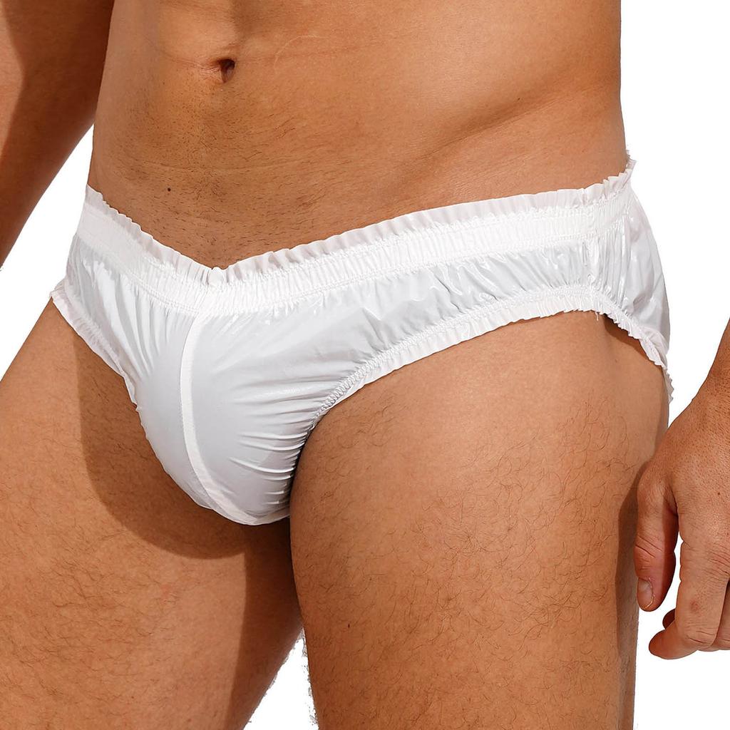 Mens Waterproof Briefs Low Rise Elastic Waistband Bulge Pouch Swim Underwear for Pool Parties