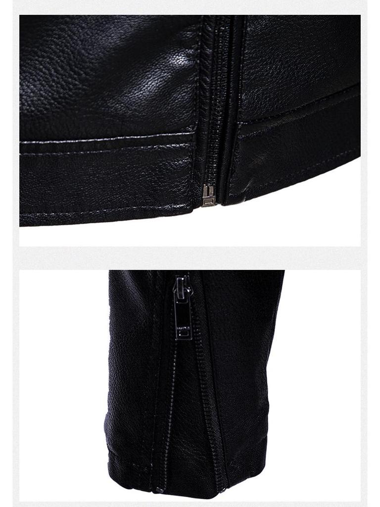 2025 Plush Men's PU Leather Jacket - Thickened, Versatile Lapel Coat for Autumn/Winter