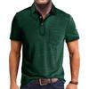 T-shirt estiva da uomo tinta unita con colletto aperto a 3 bottoni e top a maniche corte con bottoni