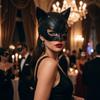 Fancy Prom Cat Women Mask BlackCosplay Half-Face Mask Cat Ear  Mask  Halloween Festival Party Mask