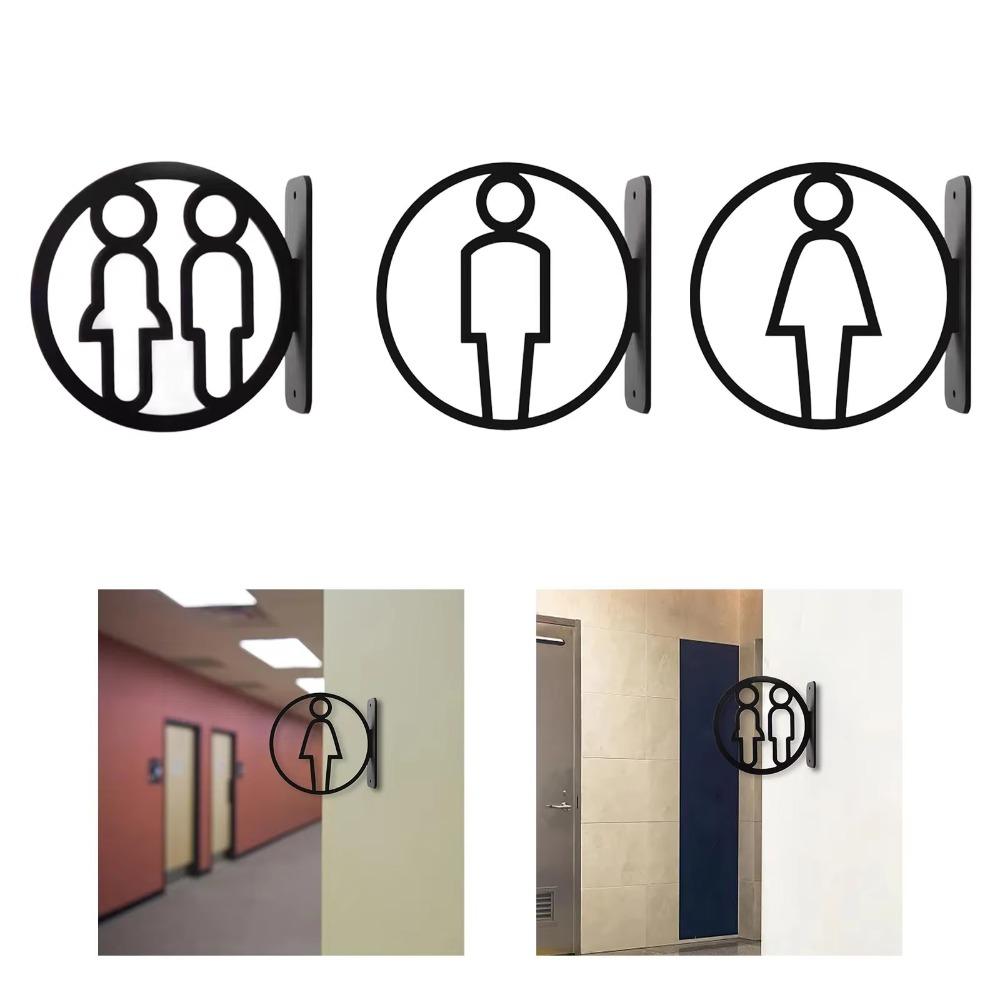 Double-Sided Acrylic Bathroom Sign 2D Flat Washroom Door Sign Sleek Finish Restroom Guide Shops