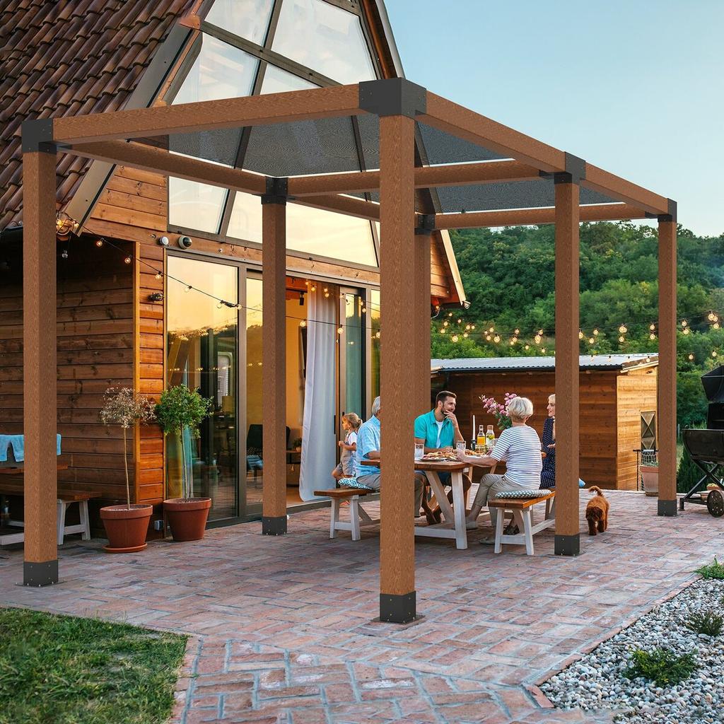 Pergola Bracket Kit 6''x6'', Inner Size 5.6"x5.6 2pcs 4-Way Heavy Duty Corner Bracket Woodworks DIY Post Base Kit, Easy Installation Wooden Beams for