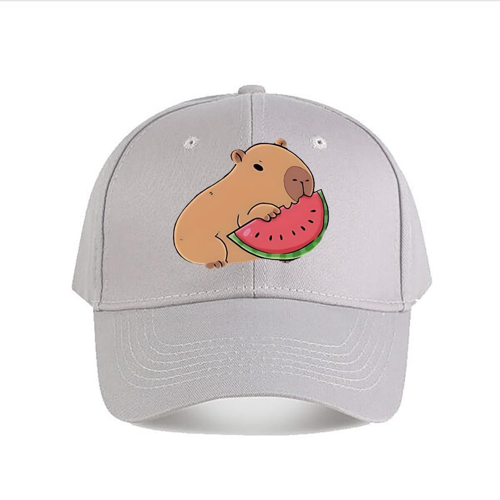 Capybara Eating Watermelon Vinyl Sticker Baseball Cap Fashion Unisex Sunhat Womens Outdoor Sports Snapback Cap