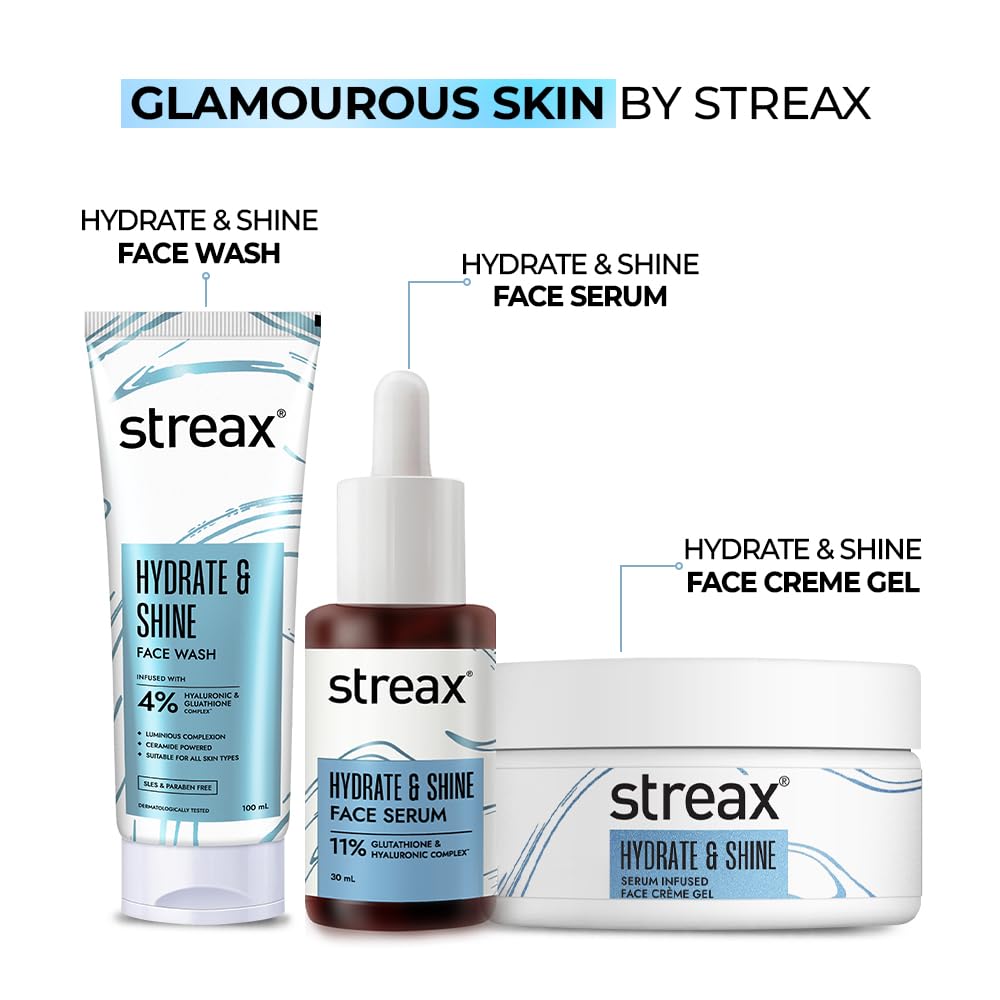 Streax Serum Hydrate & Shine Face Serum 30ml for Brightening Instant Glow and 48Hr Hydration for All Skin Types