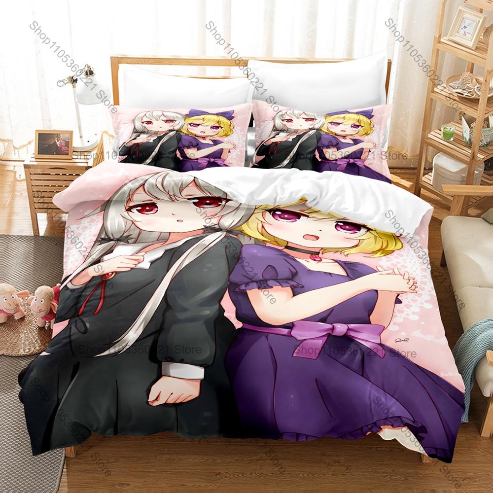 Cute Daily Vampire Manga Tonari No Kyuuketsuki-san Art Print Bedding Set 3in1 1 Duvet Cover 2 Pillowcases Soft Household Bed