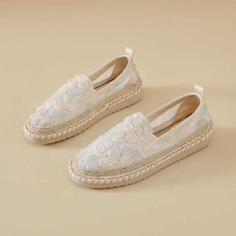 Hot Sale Breathable Mesh Lace Ballet Flats Shoes Womens Espadrilles Casual Floral Women'S Loafers Zapatillas Fisherman