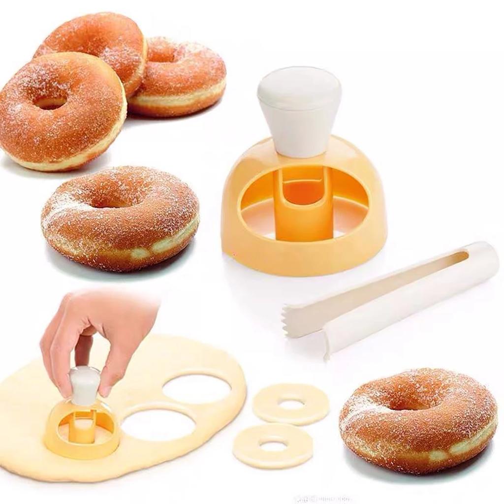 1set Compression Molding Tool, Donut Mold, DIY Baking Tool with Dipping Pliers, Plastic Hollow Bread Mold
