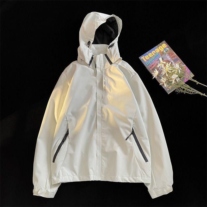 Fleece American jacket men's autumn and winter hooded black outdoor large size windproof trend casual