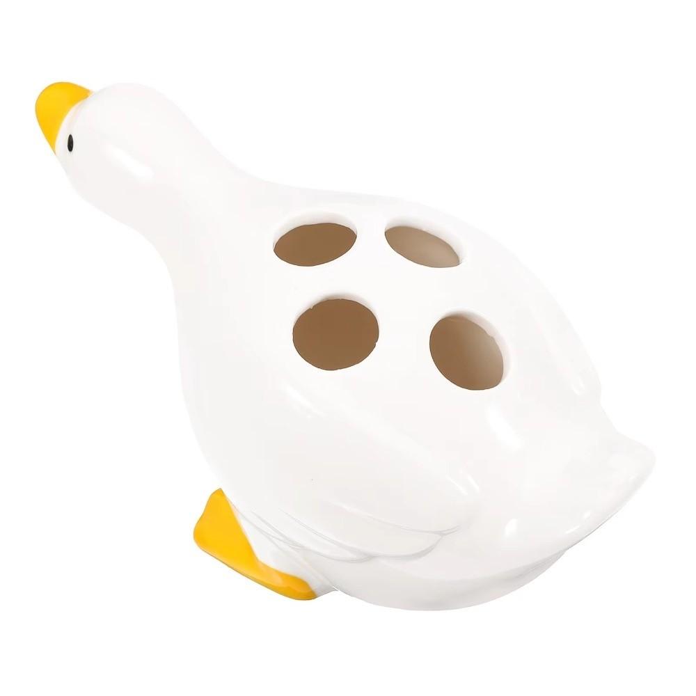 Duck-Shaped Ceramic Toothbrush Holder Cartoon Washroom Storage Holder Sink Countertop