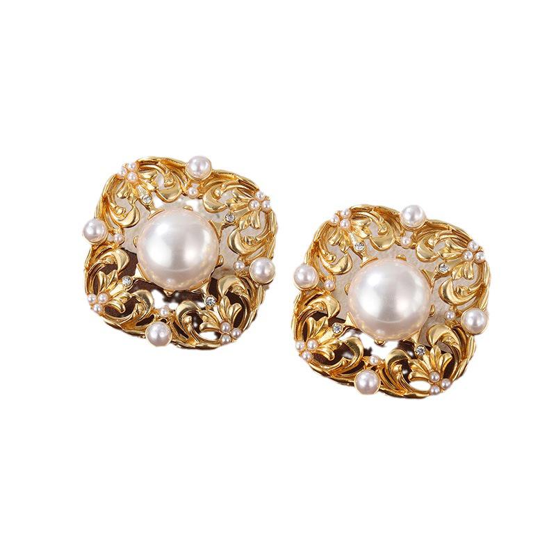 Vintage French High-End Pearl Flower Stud Earrings - Spring Collection 925 Silver