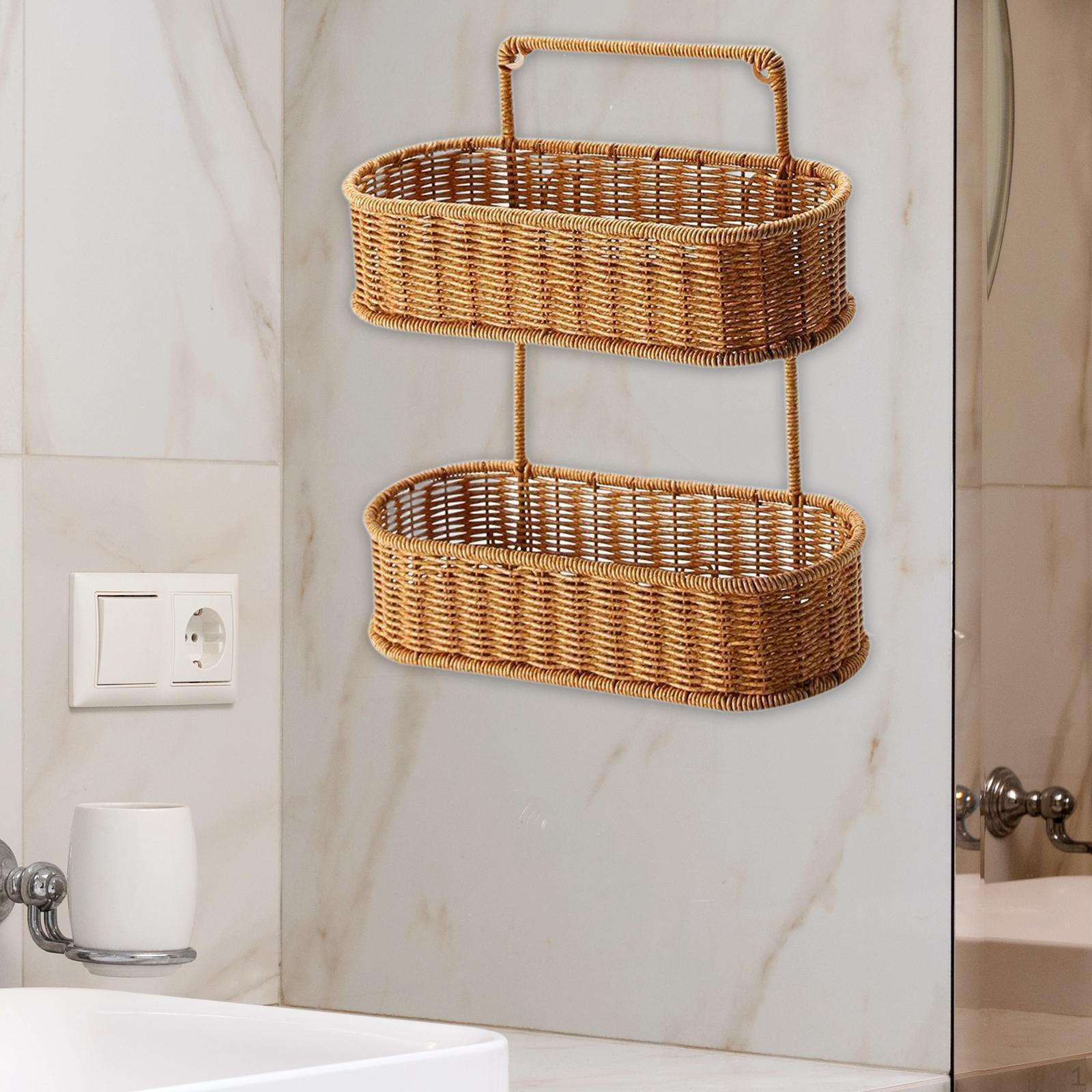 

2-х уровневая подвесная корзина для фруктов, настенная чаша с крючком, ручная плетеная подставка для Oval