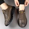 Leather Men's Walking Shoes Thick Bottom Handmade Skate Shoes Men Luxury Brand Lace-Up Mens Sneakers Outdoor Male Flats