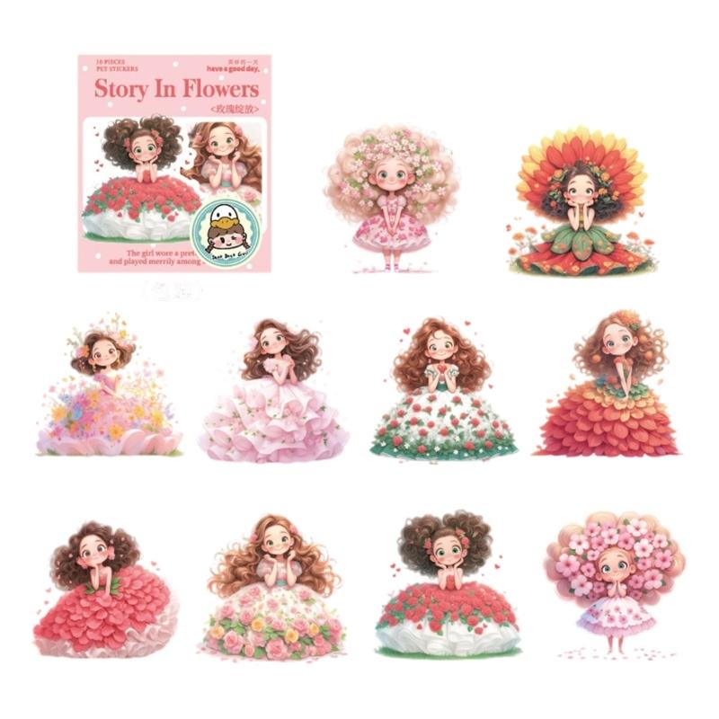 

Journal Sticker Cartoon Girl Sticker Scrapbook Sticker Landscape Sticker Flowers Sticker Decorative Sticker