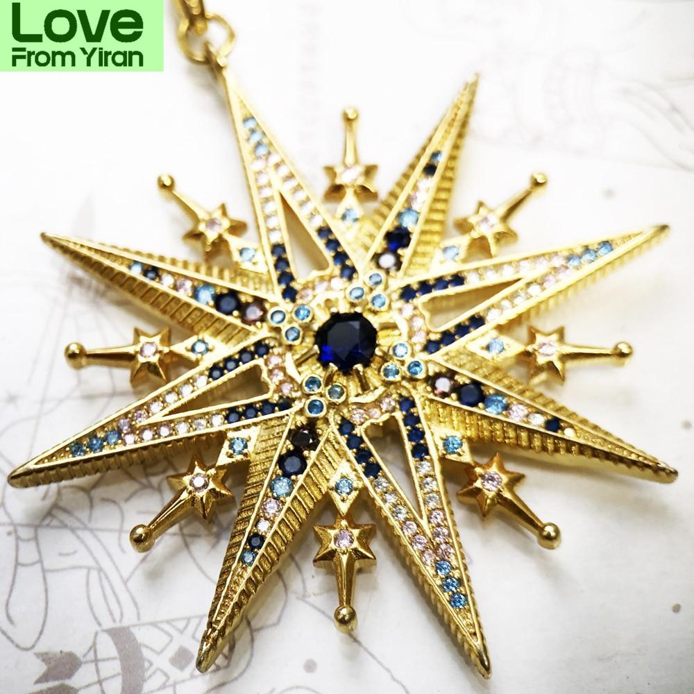 Pendants Royalty Star Golden ,Spring Jewelry For Women Retro Sterling Color Accessorie Preciously Handcrafted Souvenir GiftVintage Jewelry