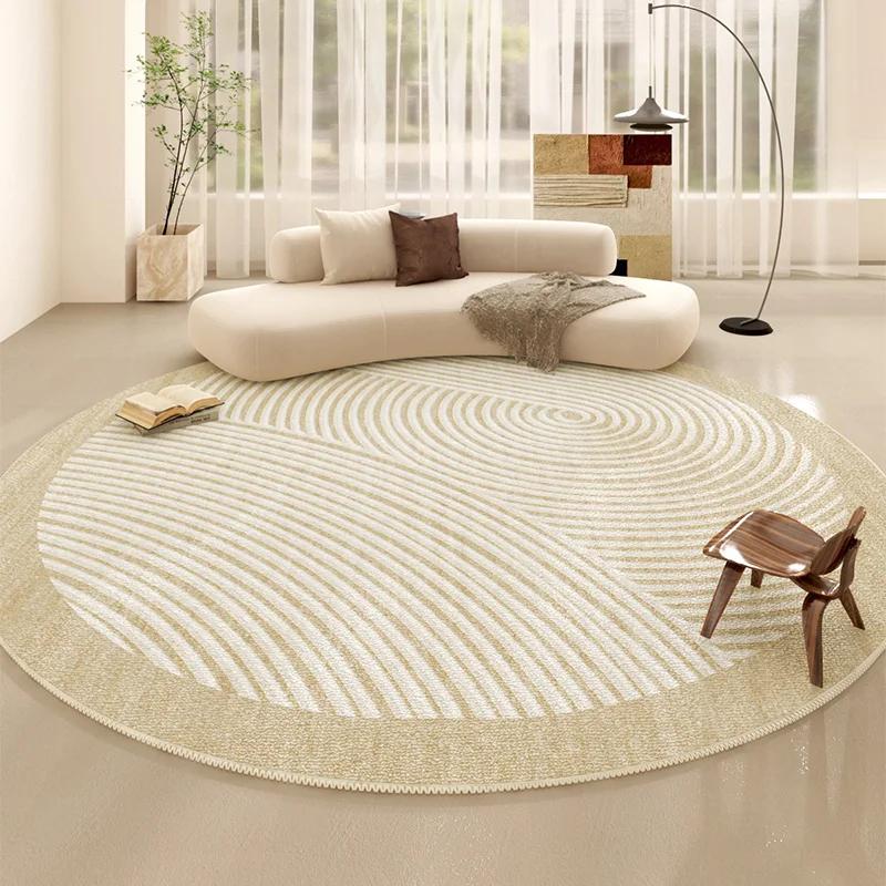 Minimalist Line Living Room Decoration Carpet Japanese-style Round Rugs for Bedroom Fluffy Soft Thicken Rug Home Study Plush Mat