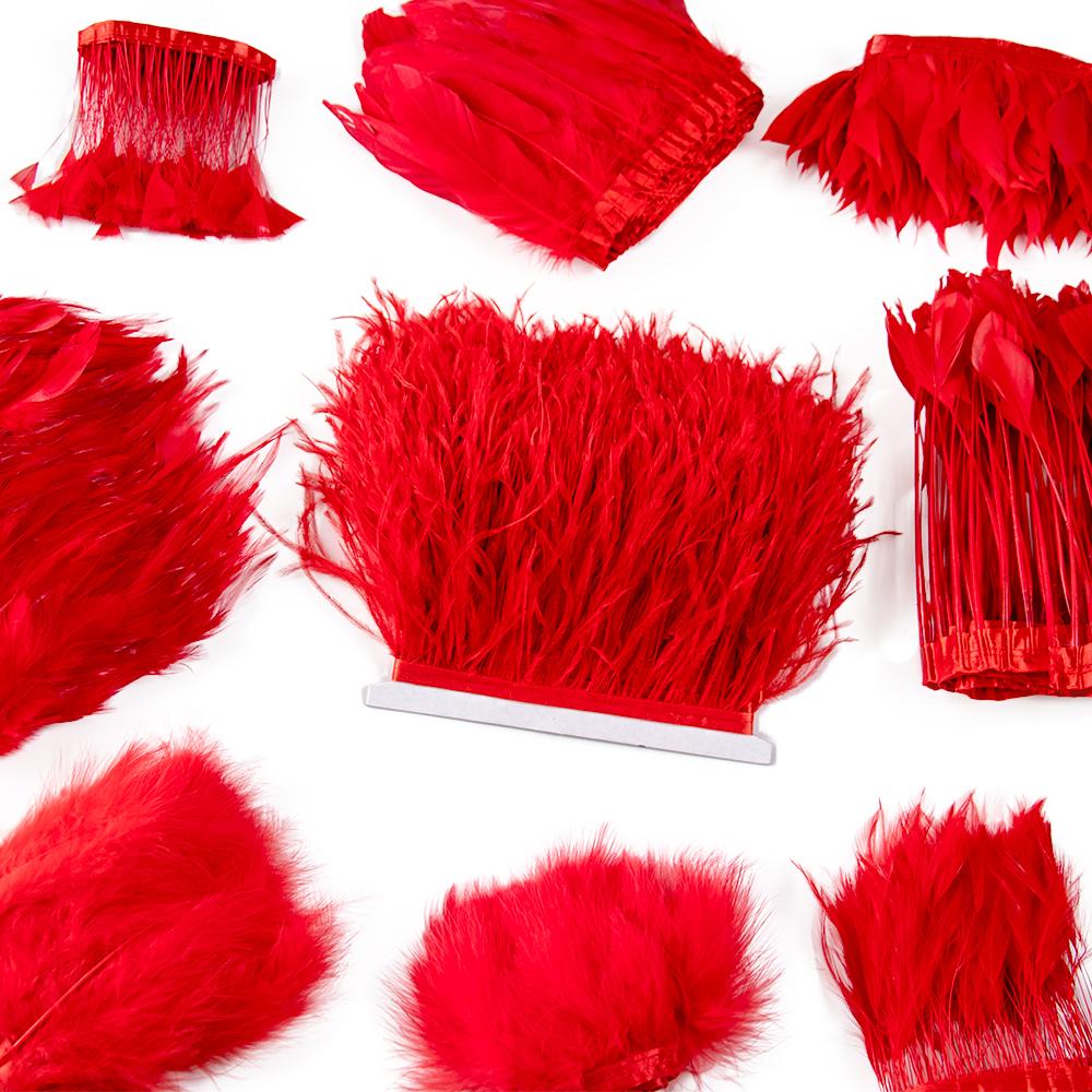 Feather1 Meter Natural Feather Trim Fringe Multi-color White Black Red Ostrich Turkey Feathers for Wedding Dress Decoration DIY Crafts