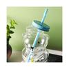 Little Bear Glass Straw Cup, Fresh And Heat-resistant, Cute Bear Juice, Coffee, And Milk Cup, Made Of High Borosilicate Glass