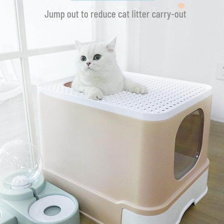 "Extra Large Enclosed Cat Litter Box with Drawer and Splash-Proof Design"