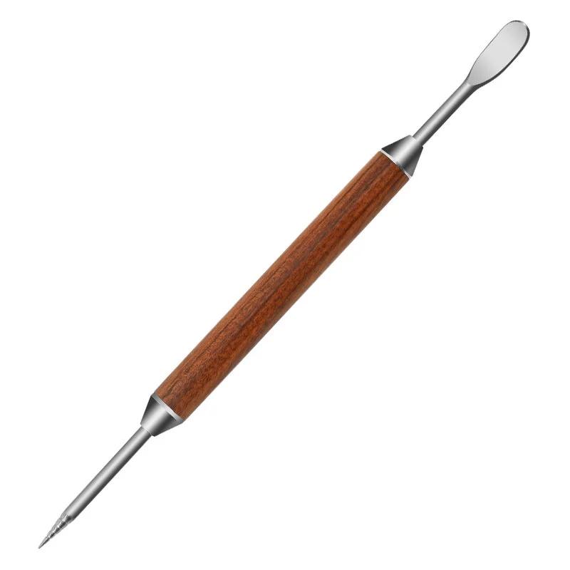 Stainless Steel Coffee Decorating Art Pen Wooden Handle Latte Pull Flower Needle Barista Tool Coffee Accessories Modeling Tool