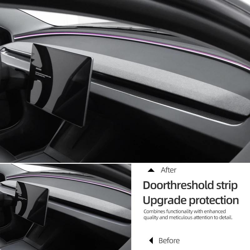 Carbon Fiber For Tesla Model 3 Highland Model Y Juniper Car Interior Dashboard Air Outlet Trim Strip Instrument Auto Accessories