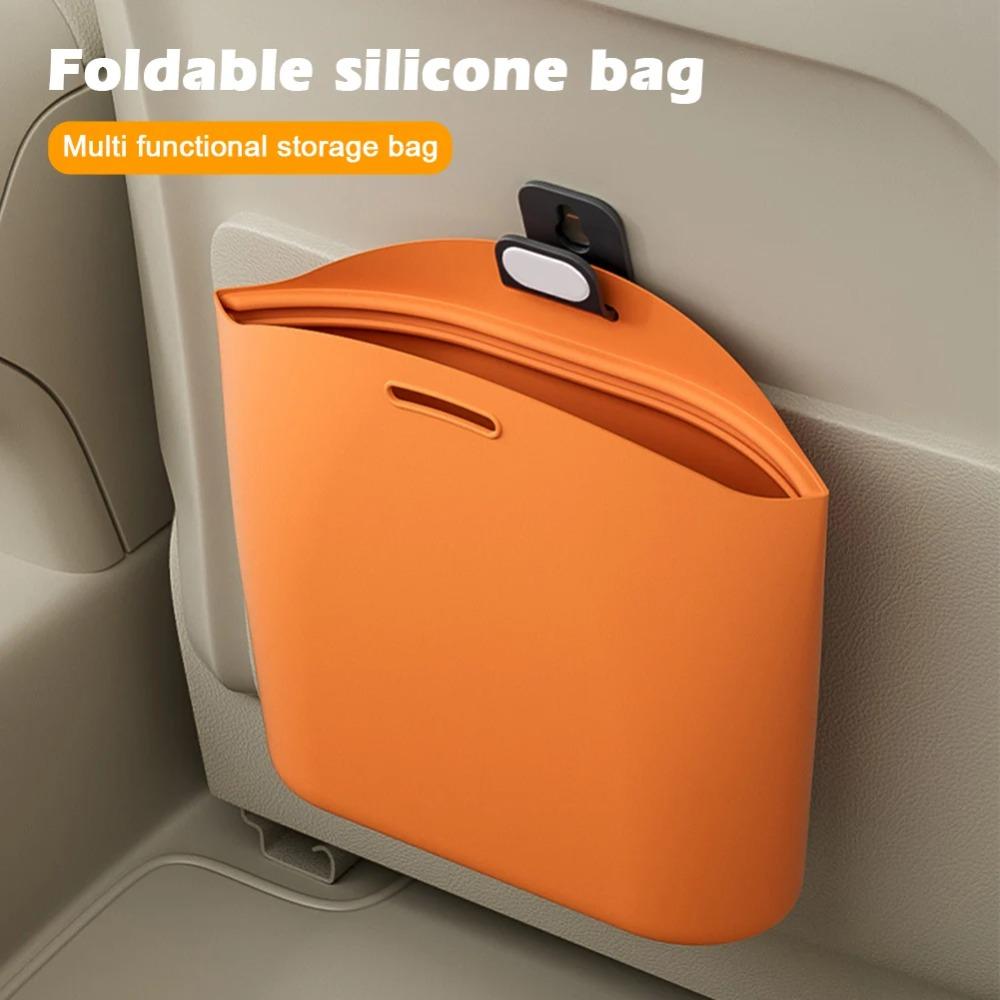 Portable Hanging Waste Bin Vehicle Storage Space Saving Organizers Silicone Car Trash Can  Kitchen