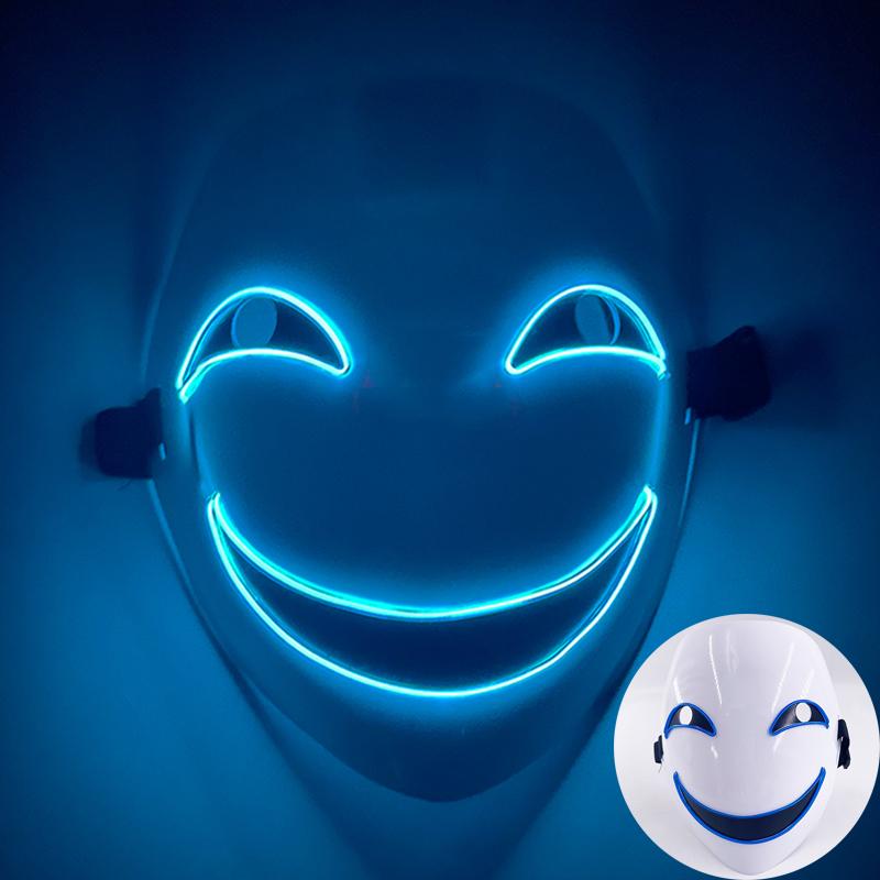 Maschere Facciali LED Sorridenti Luminose per Feste Rave Costume di Halloween Cosplay Maschere Luminose Horror Oggetti di Scena per Case Infestate