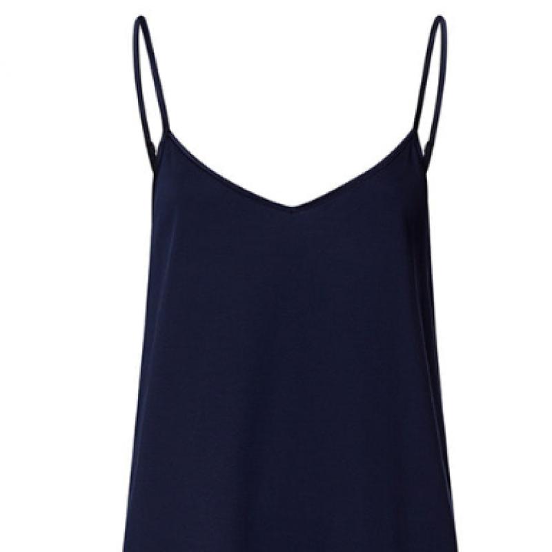 Hanro Cotton Silk Spaghetti Dress Deep Navy 74813 