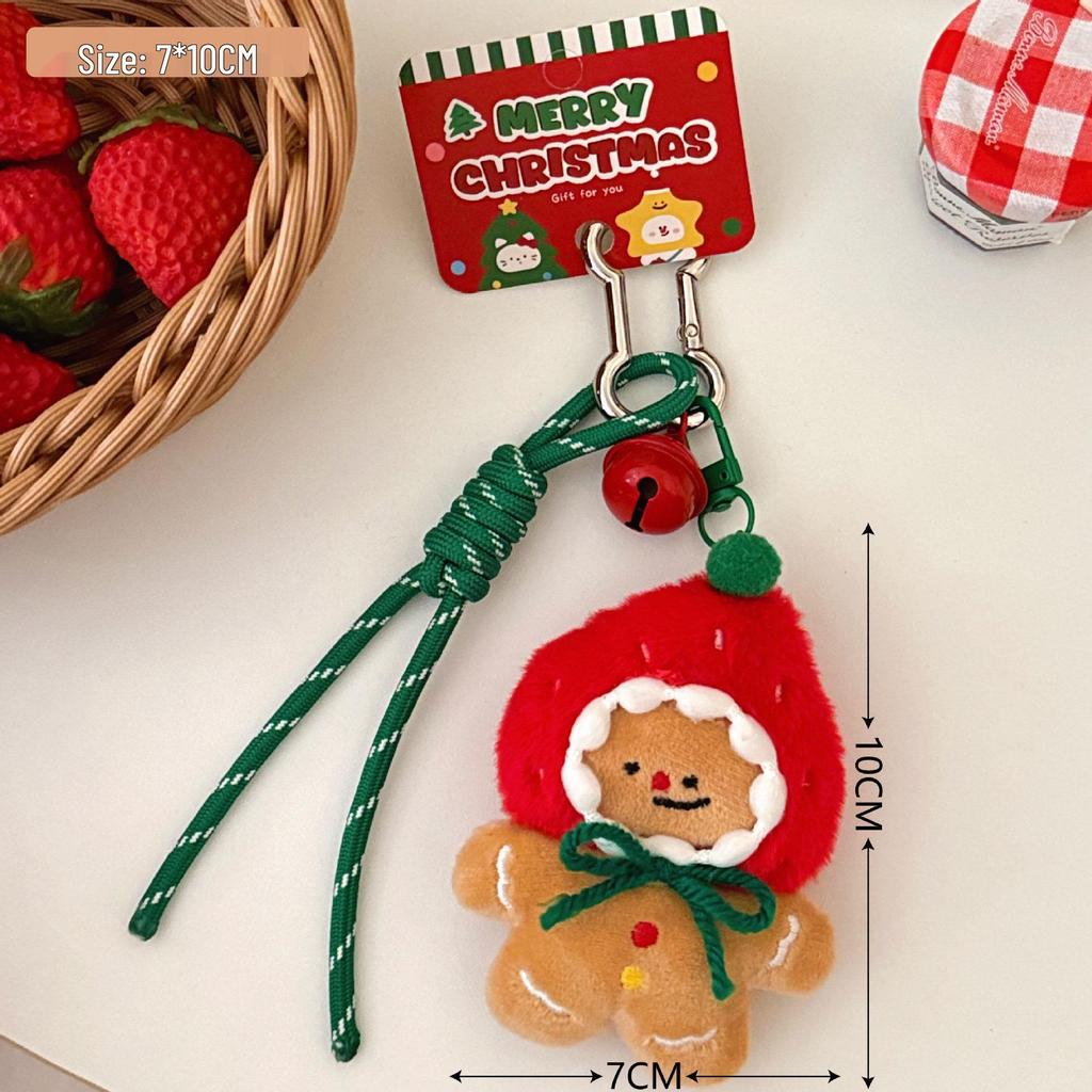 Tengyi Christmas Plush Doll Pendant - Cute Ornament & Versatile Keychain for Girls' Bags