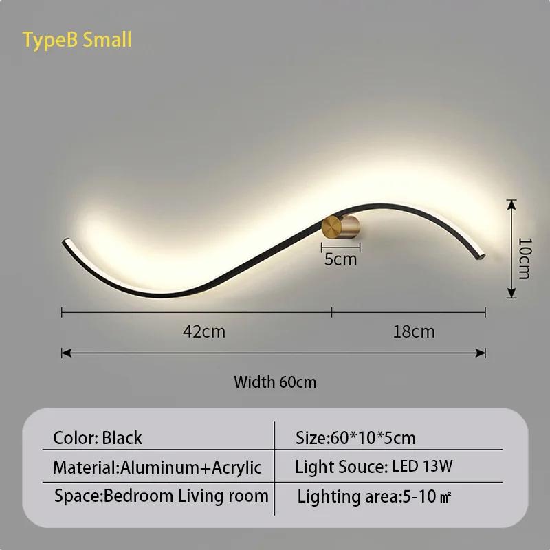 Modern Led Wall Lamp Curved Line Wall Sconce Bedroom Bedside Stairs Living Dining Room Background Wall Decor Lighting Fixture