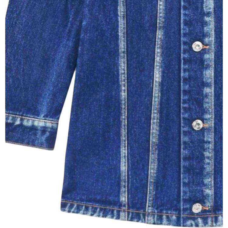 WE11DONE Single Button Pocket Shoulder Flap Denim Jacket Women jackets Blue WD-DJ3-22-337-W-BL