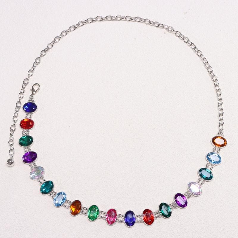 Colorful Waist Belt Stylish for Stage Dance Music Festival Jeans Dress Belt Body Jewelry Chain Belly Dance
