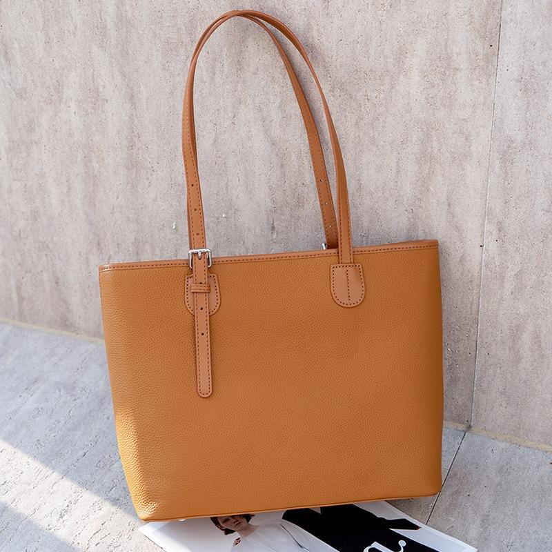 Cowhide bag women's premium commuter shoulder bag new tote bag large capacity women's leather bucket bag