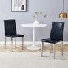 [2 Minimalist Dining Chairs] European Light Luxury In Black-Silver: Black PU Leather + Silver Metal Legs, Fits Modern Dining Rooms, Living Rooms.