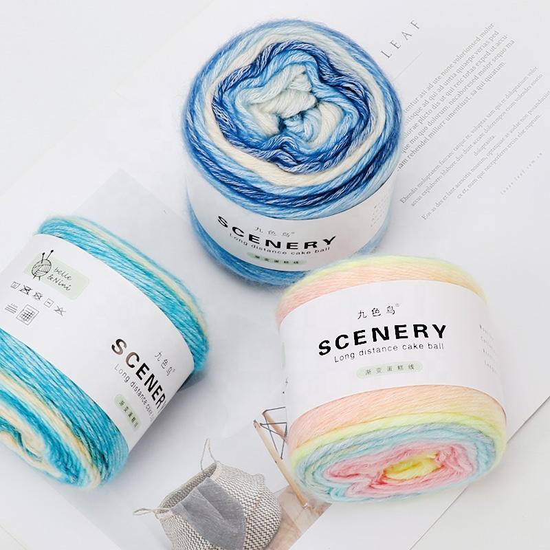 Section Dyed Rainbow Cake Color Gradient Hand-woven DIY Wool/Acrylic Blended Yarn for Clothing Scarf Hat