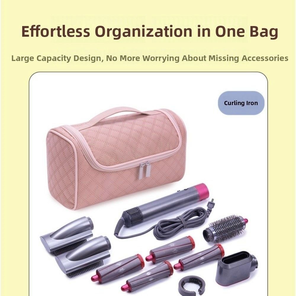 Solid Color Hair Dryer Storage Bag with Handle Toiletry Storage Organizer  Curling Wand