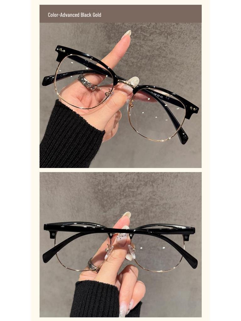 Retro Ultralight Semi-Rimless Glasses with Prescription Lenses - Fashionable & Versatile Frames for Casual or Business Wear