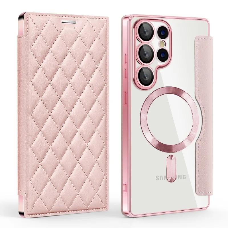 Card Holder Magnetic Leather Case for Samsung Galaxy S25 Ultra S24 Plus S23 FE S22 5G Wireless Charging Shockproof Flip Cover