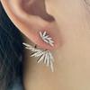 Elegant Cubic Zirconia Feather Earrings White Gold Color Crystal Zircon Statement Stud Earring Luxury Wedding Zircon