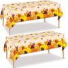 Thanksgiving Tablecloth Disposable - Fall Table Cloths Plastic Pumpkin and Maple Leaf Rectangle Table Cover Thanksgiving Party Decorations, 2 Pack