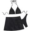 Women Plus Size Bikini Top with Skirted Bottom and Thong Three Piece Swimwear Set