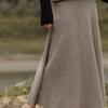 Women's High-Waist Mid-Length Wool Pleated A-Line Skirt for Autumn/Winter