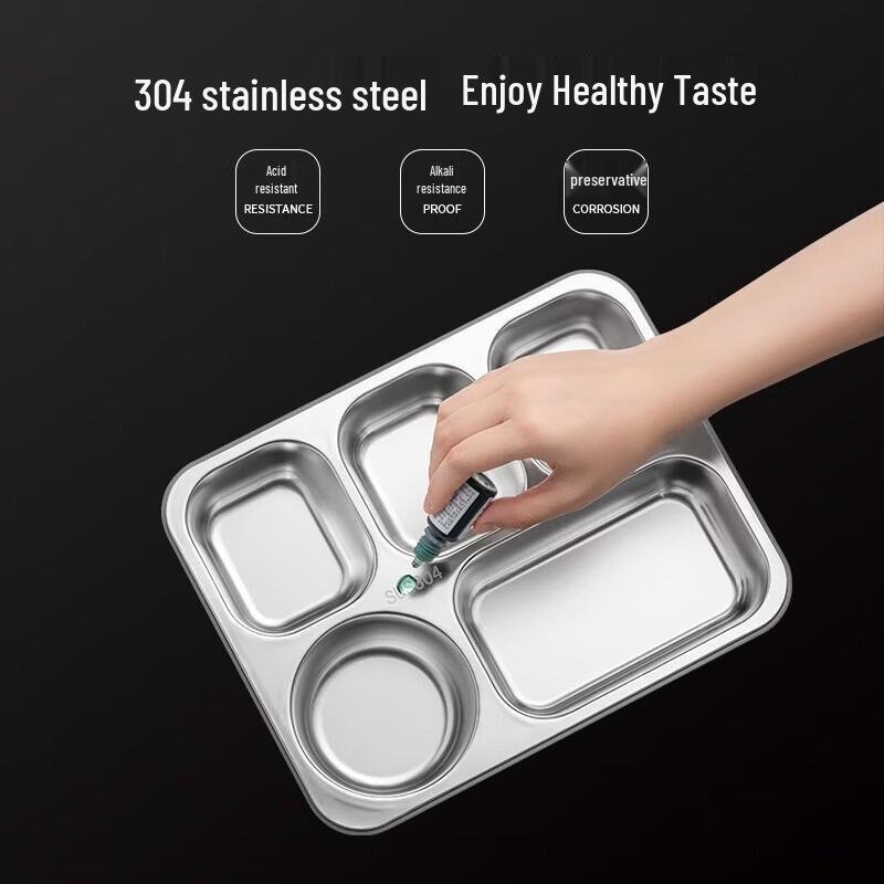 TAFUCO 304 Stainless Steel 5-Compartment Bento Box with Soup Bowl, 2.0L