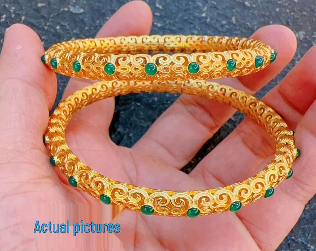 Vietnamese Vintage Openwork Sand Gold Bangle: Brass, Gold-Plated, Women's Retro Bracelet for Good Fortune