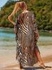 European & American Rayon Print Beach Cover-up Dress - Long, Loose Bikini Swimsuit Robe for Women
