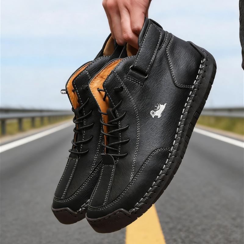Men's Ankle Boots Casual Retro Leather Shoes Comfort Lace-up N-slip 2026 New Arrival Lightweight Soft Sole Breath Work Shoes