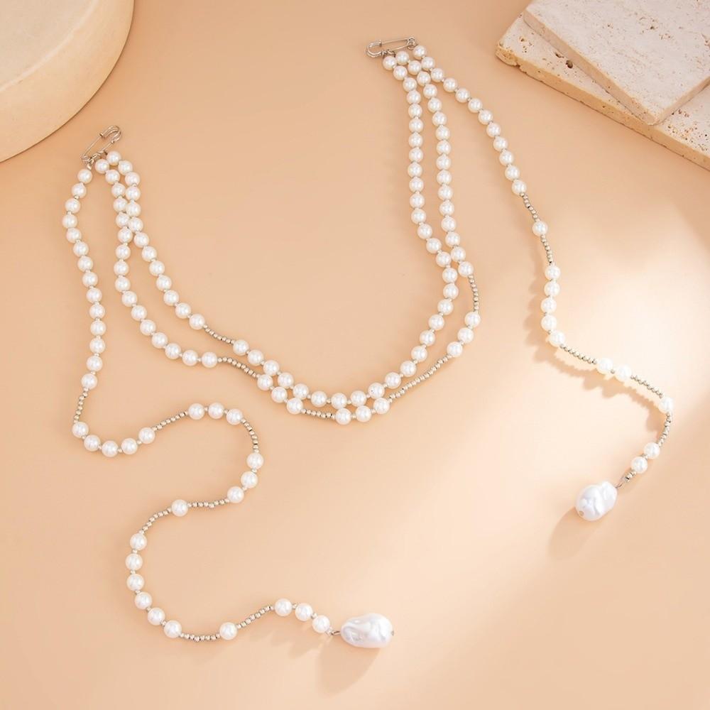 Pant Chains Pearls Chains Brooch Corsage Ornament Metal Multi-layer Necklace Banquet